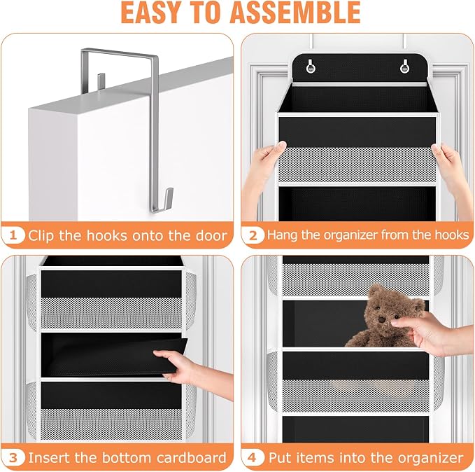 Over The Door Organizer Storage Large Capacity Hanging Bedroom Storage | 5 Shelves, 40 LB Capacity, Foldable Mesh Design, Clear Window, Sturdy, Large Storage Organizer for Nursery, Pantry & Closet - Image 3