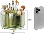 Clear Rotating Makeup Organizer Countertop for Vanity, 360° Makeup Brush Holder Organizer with 5 Compartments, Transparent Cosmetic Storage for Lipstick, Skincare, Bathroom Counter(Transparent Green) - Image 4