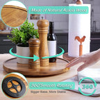 12" Acacia Wood Lazy Susan Turntable Organizer, Lazy Susan for Table Top Cabinet Dining Pantry Countertop Cupboard Organization, Decorative Tray for Kitchen Bathroom Decor Coffee Bar Accessories - Image 5