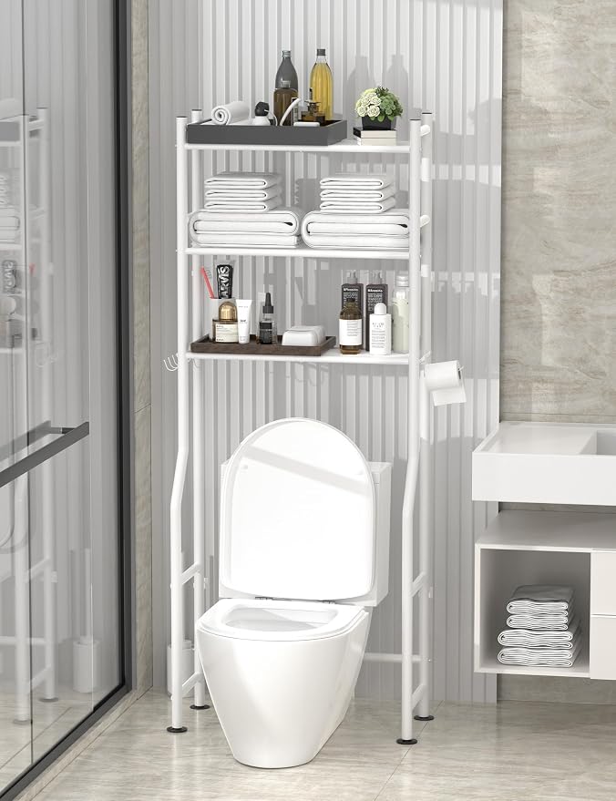 Livilord 3-Tier Over Toilet Storage, Anti-Tip, White - Image 3