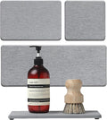 Razborci 3PCS Bathroom Sink Vanity Trays, Quick Stone Drying Mat Dish Soap Dispenser Sponge Holder for Kitchen Counter, Diatomaceous Earth Water Absorbing Caddy Organizer, Light Grey by Razborci