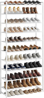 Nunsino Shoe Rack for Closet, Metal Shoe Organizer, 10 Tier Garage Shoe Rack Max Holds 50 Pairs,Shoe Storage Shelf,Entryway,White by Nunsino