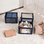 Homsorout Minimalist 6 Pack Large Fabric Storage Bins with Lids, Navy Blue, 14 Inch. - 6 Count, Ideal for Clothes, Books, CD, Bedroom, Living Room - Image 6
