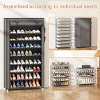 Laiensia 9-Tier Vertical Shoe Rack Organizer, Space Saving Shoe Storage Organizer, Non-Woven Cover Shoe Shelf Holds 36-45Pairs for Bedroom, Hallway, Closet Entryway, Grey - Image 4