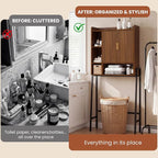 Over The Toilet Storage Cabinet,31" W Bathroom Organizer, Walnut - Image 6
