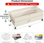 Kitstorack 2Pack Height-adjustable Under Bed Storage with Wheels, Under Bed Storage Containers,Under Bed Shoe Storage Organizer with Clear Window&Label, Suitable for Clothes Storage, Beige - Image 2