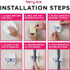 Combo 5 Slot Broom Holder w/ 1 Self Adhesive Mop Gripper No-Drilling, Wall Mount Tool Organizers For Kitchen, Garage, Laundry Room- Anti-Slip Hanger For Brooms, Mops, Rakes, Dustpans (Grey / White) - Image 6