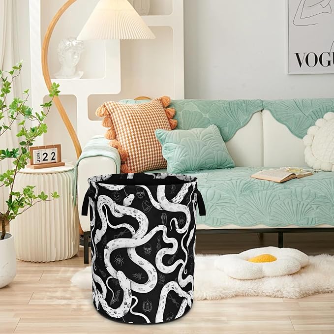 Snake Crawling Laundry Basket Foldable Oxford Cloth Hamper 18.9 x 16.5 Inch - Image 6