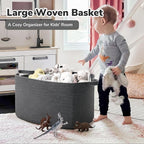 Goodpick 85L Large Woven Rope Blanket Basket, Rectangle, Dark Gray - Image 2