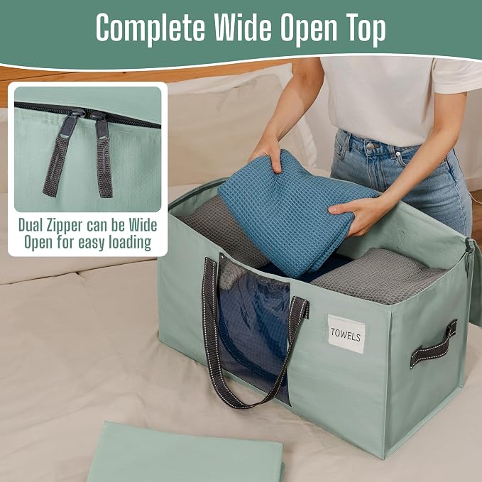 VENO Moving Bags, Wide Open Top, Clear Window, Light Green, 6 Pack - Image 2