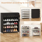 Laiensia 5-Tier Vertical Shoe Rack Organizer, Space Saving Shoe Storage Organizer, Non-Woven Cover Shoe Shelf Holds 20-25 Pairs for Bedroom, Hallway, Closet Entryway, Black - Image 5