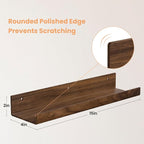 upsimples 4 Pcs 15" Acrylic Shelves for Wall Decor and Display, Walnut - Image 6