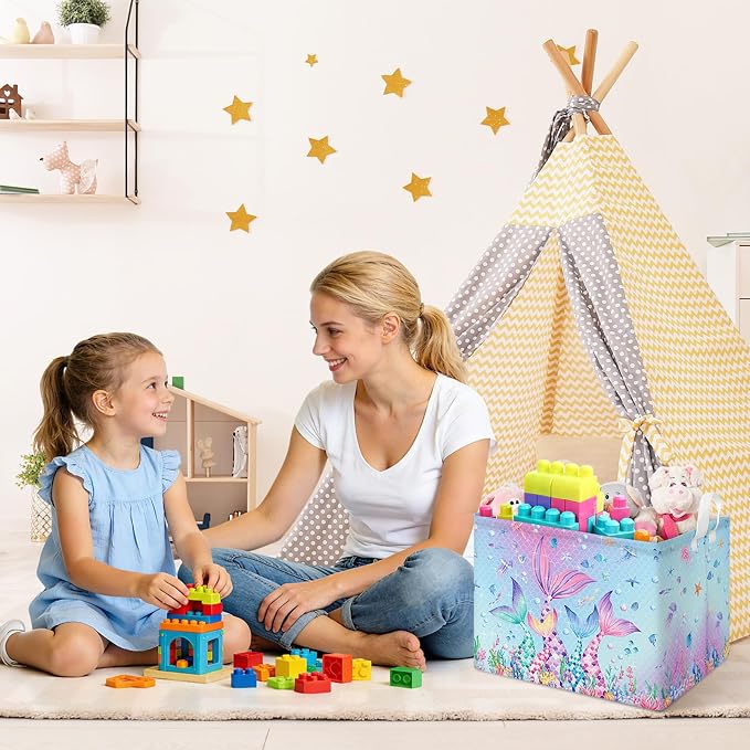 Collapsible Storage Basket Collapsible Fabric Laundry Basket with Handles - Image 2