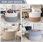 INDRESSME 115L Extra Large Woven Rope Blanket Basket Living Room Blue - Image 4