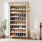 Laiensia 9-Tier Shoe Rack ，Space Saving Shoe Storage Organizer Non-Woven Cover Shoe Shelf Holds 36-45 Pairs for Bedroom, Hallway, Entryway, Beige - Image 2