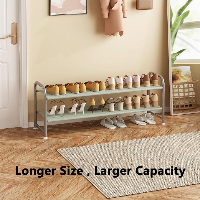 INGIORDAR 2 Tier Long Shoe Rack Organizer for Closet Metal Shoe Storage - Image 4