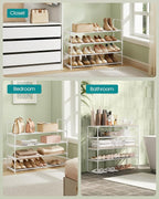 SONGMICS Shoe Rack, 4-Tier Shoe Organizer, Metal Storage Shelf | for Entryway, Upright or Upside Down, for 20-25 Pairs, Stackable, 11.8 x 36.2 x 29.1 Inches, Pearl White ULSA014WK01 - Image 7