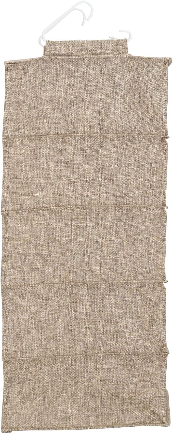 Household Essentials 10‑Pocket Hanging Shoe Organizer with Side‑by‑Side Canvas Storage and 2 Hooks for Support, Beige - Image 6