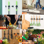 8 PCS Broom Holder Wall Mount, Upgraded Heavy Duty Mop and Broom Holder Wall Mount, Stainless Steel Broom Hanger Mop Holder Rack for Kitchen Laundry Garden Tool Organizer - Image 5
