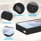 4 Inch Low Profile Under Bed Storage Drawer 2 Pack, Lightweight Underbed Clothes Storage Container Bins With NO STURCTURE, Shallow Storage Bag for Dorm & Home, With Clear Lids & Water-Resistant Fabric - Image 5