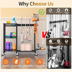 Broom Holder with Cleaning Supplies Organizer, 30.7"Wx11.8"Dx34.6"H - Image 6