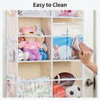JARLINK Over the Door Organizer, Extra Large Storage for Bedroom, Beige | Anti-Tilt 100 lb Load Capacity, Hanging Door Organizer with 5 10 Mesh Pockets, Behind Door Storage for Bathroom, Nursery - Image 5