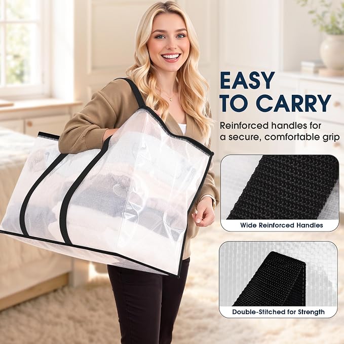 HomeHacks Moving Bags, Heavy Duty Storage Bags for Clothes, 6 Pack 93L - Image 5