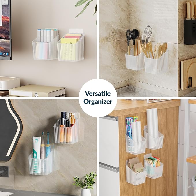 NiHome 4-Pack Cabinet Door Organizer, Adhesive RV Camper Wall Storage Caddy - Image 6