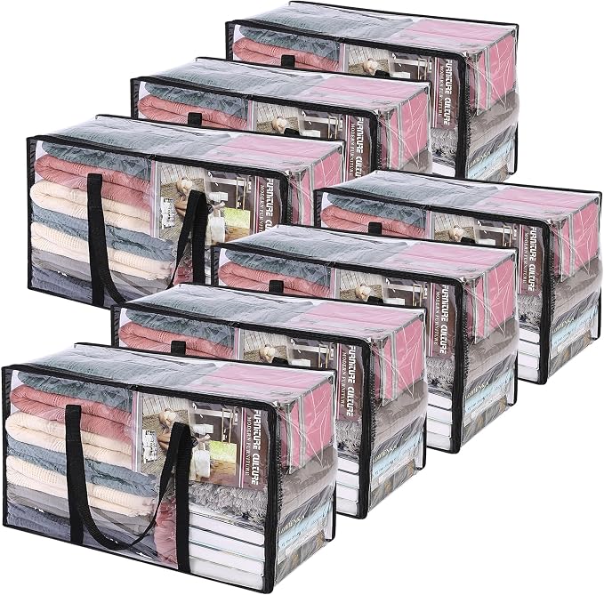 Vieshful 7 Pack Clear Clothes Storage Bags with Zipper 60L by Vieshful