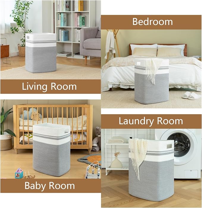 OIAHOMY Laundry Hamper Collapsible Laundry Basket Clothes Organizer Gray - Image 7