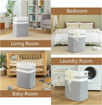 OIAHOMY Laundry Hamper Collapsible Laundry Basket Clothes Organizer Gray - Image 7