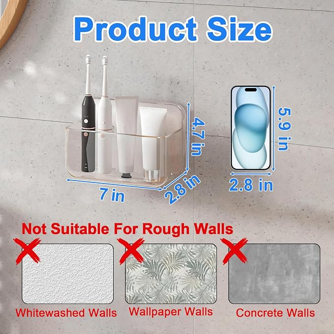 Diesisa Wall Mount Organizer, 2Pc Small Adhesive Cabinet Door Organizer - Image 2