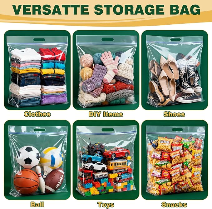 TUXIYA 10 PACK Extra Large Storage Bags, 10 Gallon 24"x20"x7" Zipper Bags - Image 7