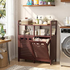 Homykic Tilt Out Laundry Hamper Cabinet, Bamboo Laundry Organizer, Espresso - Image 3