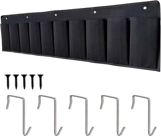 RVZONE RV Shoe Pockets 10 Pockets Heavy Hanging Bedside Storage Organizer with Sturdy Hooks Storage Pockets Hangs on bed for Shoes Toys and Tool Accessories by RVZONE