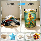 Duck Fish Laundry Basket Foldable Laundry Hamper With Handles Clothes Storage Bucket Organizer Laundry Bag For Bedroom Bathroom Laundry Storage 19.6 x 15.7 - Image 4
