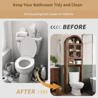 Arched Over the Toilet Storage Cabinet with Tempered Glass Doors, Walnut - Image 8