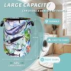 Colorful Whale Laundry Basket Oxford Cloth Foldable Hamper 18.9x16.5 Inch - Image 2