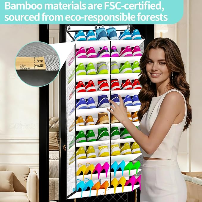 Shoe Rack for Door, Over Door Shoe Organizer for Closet - Image 3