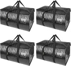 BALEINE 4-Pack Oversized Moving Bags with Reinforced Handles, Heavy-Duty Storage Tote for Clothes, Moving Supplies (Black, 4-Pack) by BALEINE