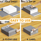 SpaceAid 2 Pack Bed Sheet Organizers and Storage, Foldable Sheet Organizer for Linen Closet, Sheets Set Folder Keeper with Window XL (Queen & King Size) Organizing Bedding Container, Gray - Image 3