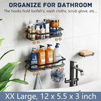OMAIRA 3-Pack Shower Caddy with Soap Holder, Adhesive Rustproof No-drill Strudy Loading Inside Shower Organizer Shelves Rack Storage Bathroom Organization for Smooth Wall Glass Tile, Black (XX-Large) - Image 6