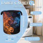 Red Blue Fire Laundry Basket Collapsible Laundry Hamper, Oxford Cloth Storage Bin for Room/Bathroom/Bedroom/Dormitories 16" X 20.8" - Image 2