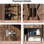 USHOWER Brown Over The Toilet Storage Cabinet with Barn Doors - Image 3