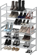 Simple Houseware 3-Tier Stackable Metal Panel Shoe Rack, Silver - Image 6