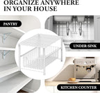 Simple Houseware Wired Stackable Under Sink Cabinet Sliding Basket, White - Image 8