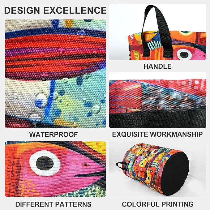 Colorful Fish Laundry Basket Foldable Laundry Hamper With Handles Clothes Storage Bucket Organizer Laundry Bag For Bedroom Bathroom Laundry Storage 19.6 x 15.7 - Image 3