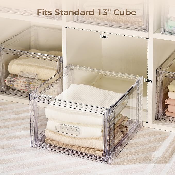 Vtopmart 9 Pack Clear Stackable Storage Drawers 15QT - Image 6