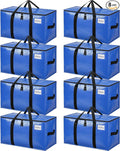 BAGAIL Heavy Duty Moving Bags with Strong Handle, Extra Large Moving Boxes, Storage Tote for Clothes, College Moving Supplies(Blue, 8 Pack) by BAGAIL