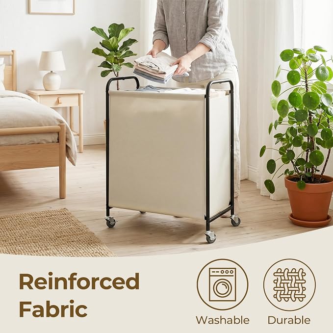 GRANNY SAYS 2 Section Laundry Sorter, 130L Large Hamper Basket with Wheels - Image 4